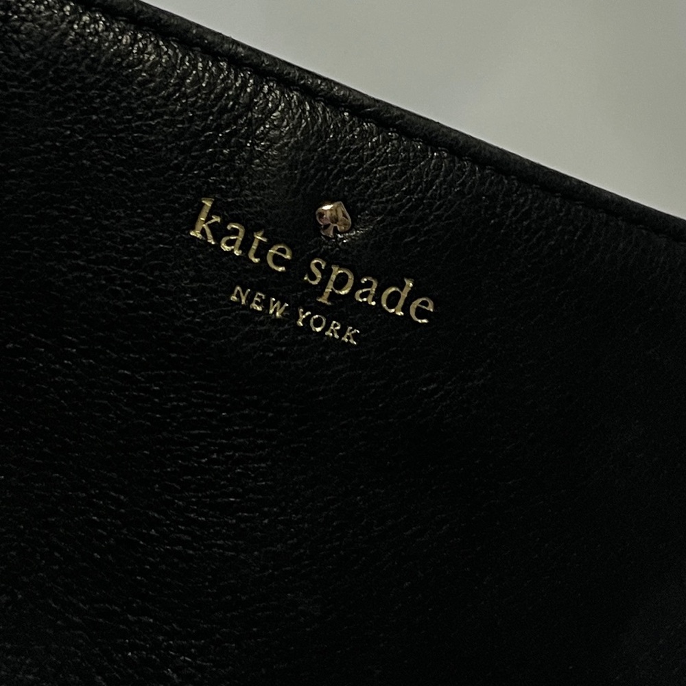 Kate Spade rare white gold crossbody black soft pebble leather bag WG links - Picture 8 of 9